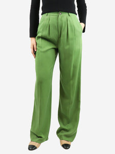 Reformation Green high-waisted wide-leg trousers - size UK 8