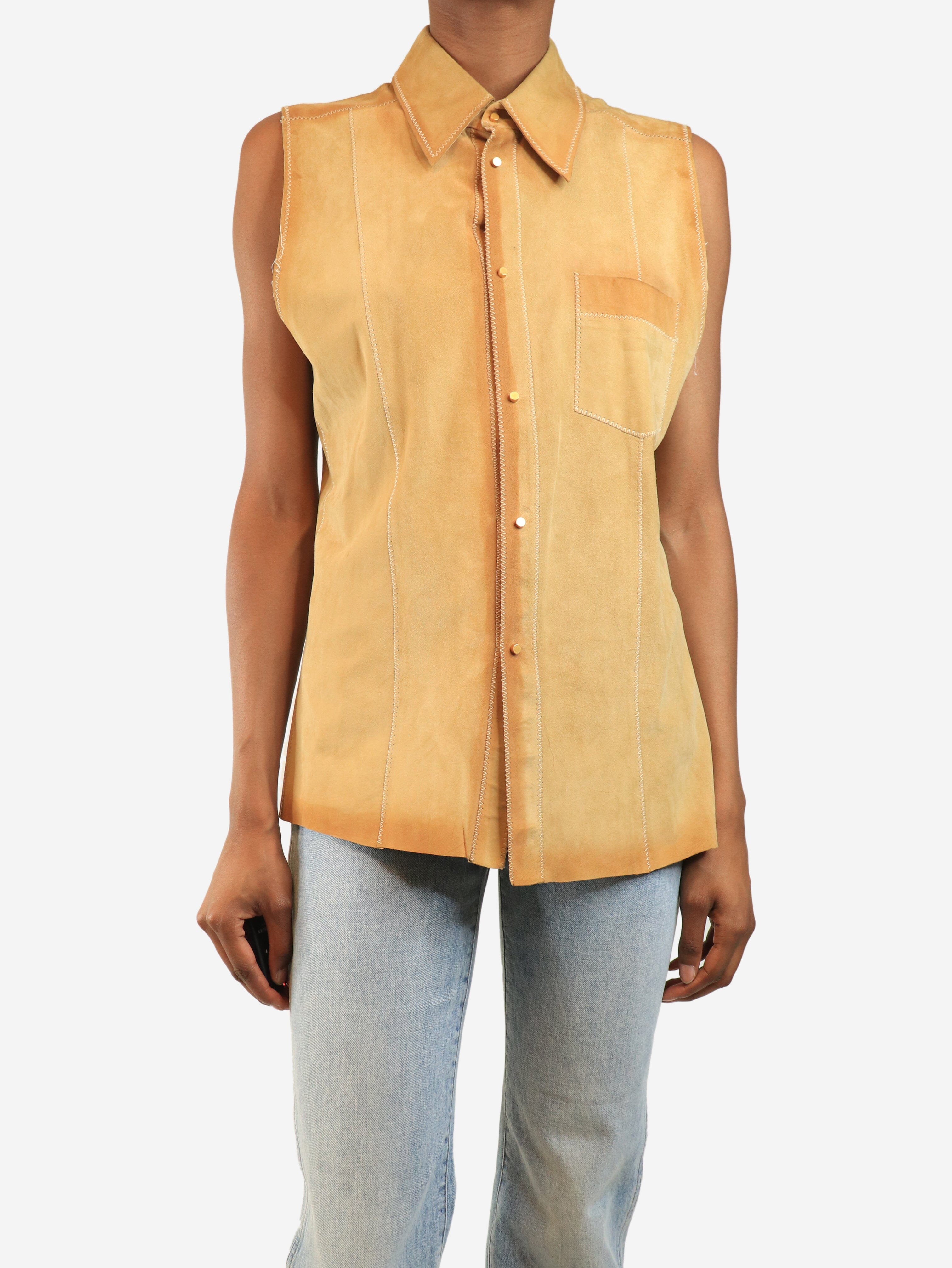 Neutral suede sleeveless shirt - size XS Tops Roberto Cavalli 