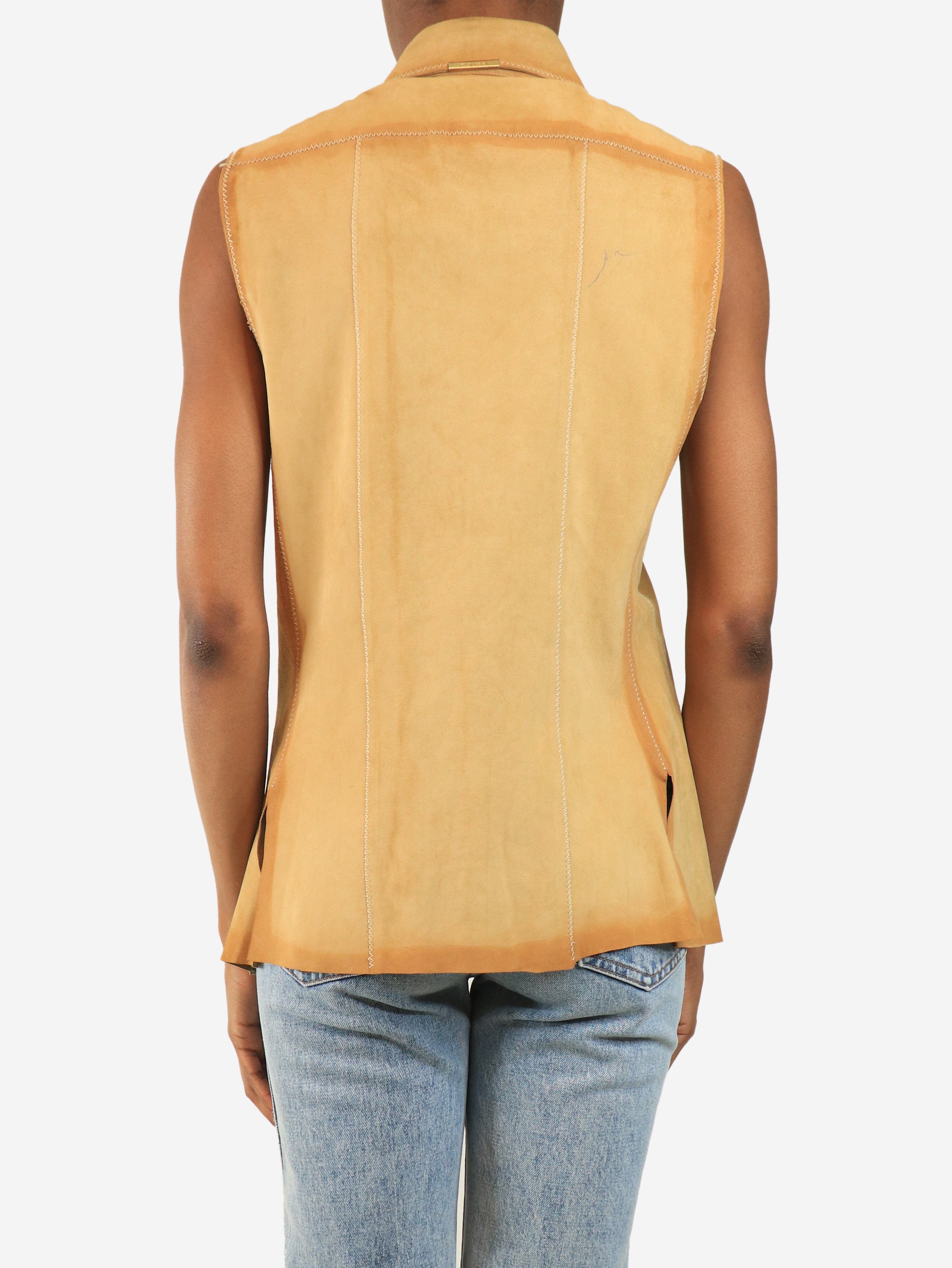 Neutral suede sleeveless shirt - size XS