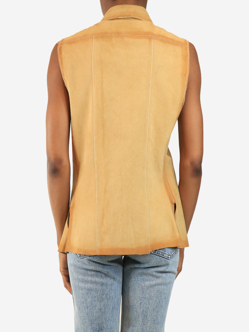 Neutral suede sleeveless shirt - size XS