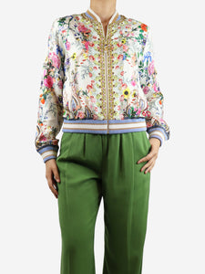 Camilla Multicolour silk floral bejewelled jacket - size M