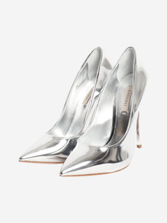 Silver metallic leather pumps - size EU 37.5