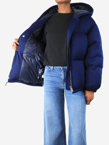 Prada Blue hooded puffer jacket - size UK 6