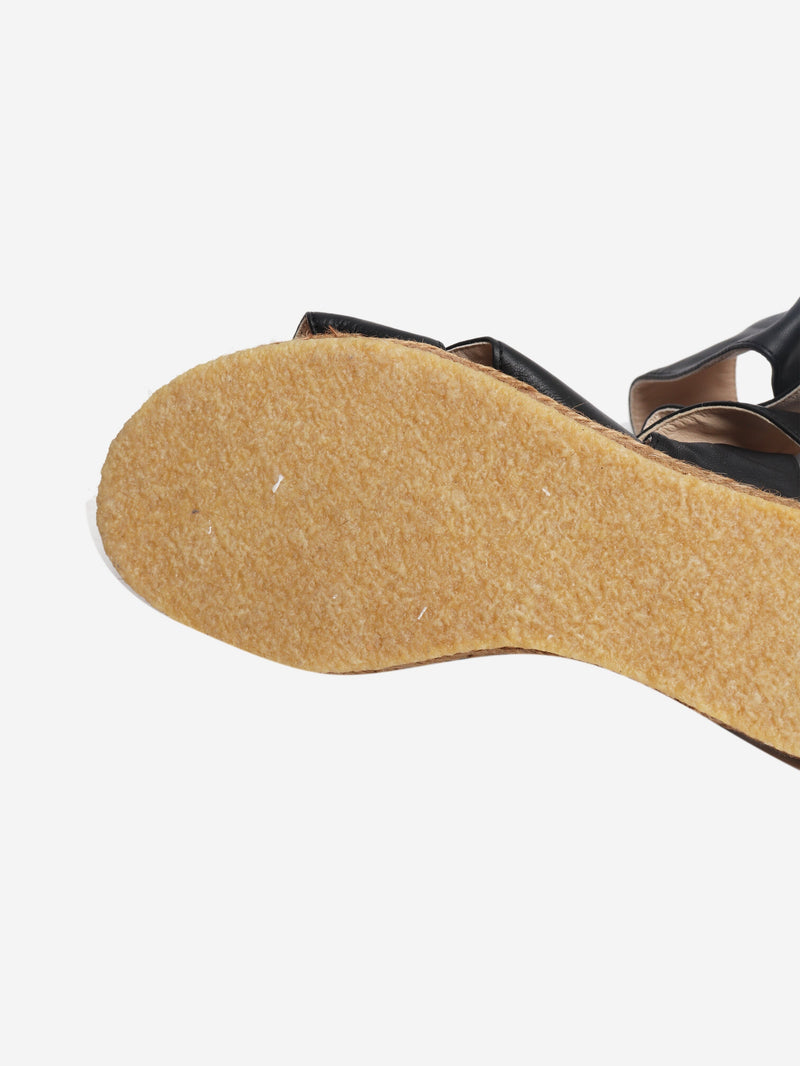 Black soft leather tie-up sandals - size EU 37 Flat Shoes Chloe 