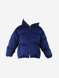 Prada Blue hooded puffer jacket - size UK 6