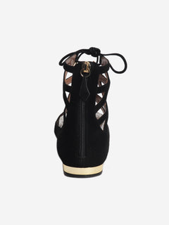 Black Suede lace-up flat shoes - size EU 38 Flat Shoes Aquazzura 