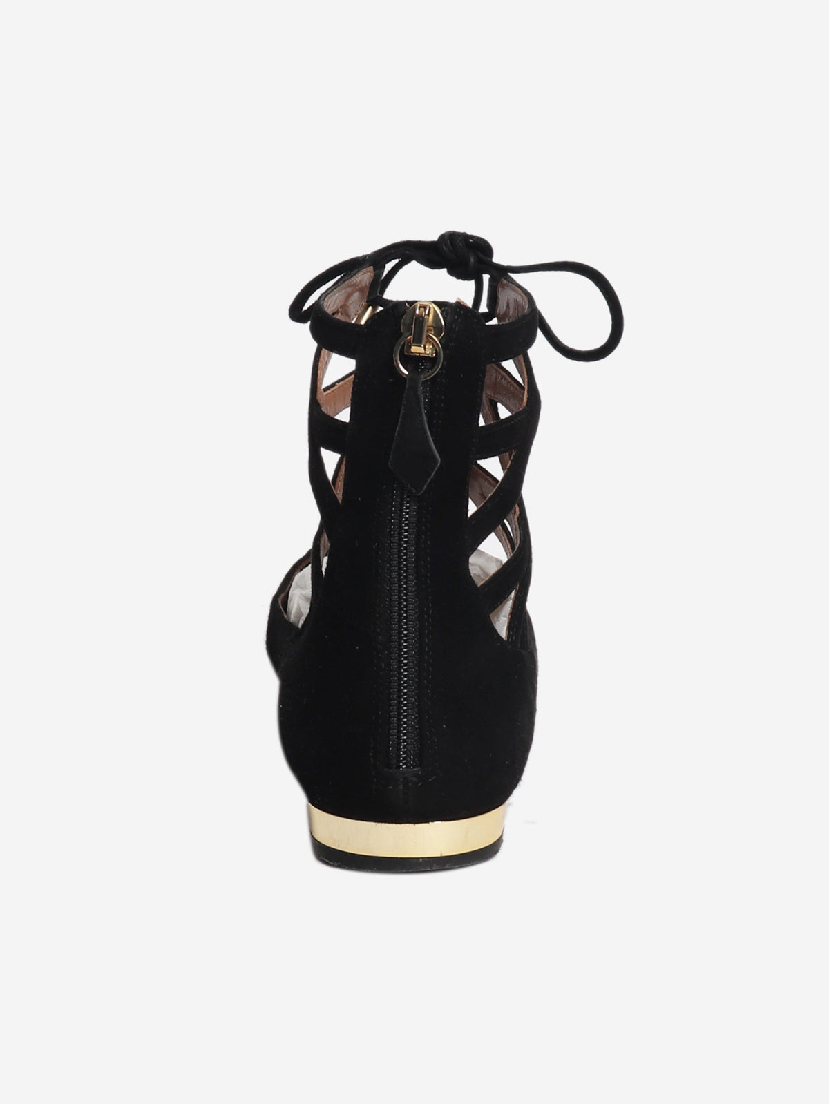 Black Suede lace-up flat shoes - size EU 38 Flat Shoes Aquazzura 