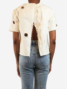 Ivory denim frayed cutout top - size S Tops Rejina Pyo 