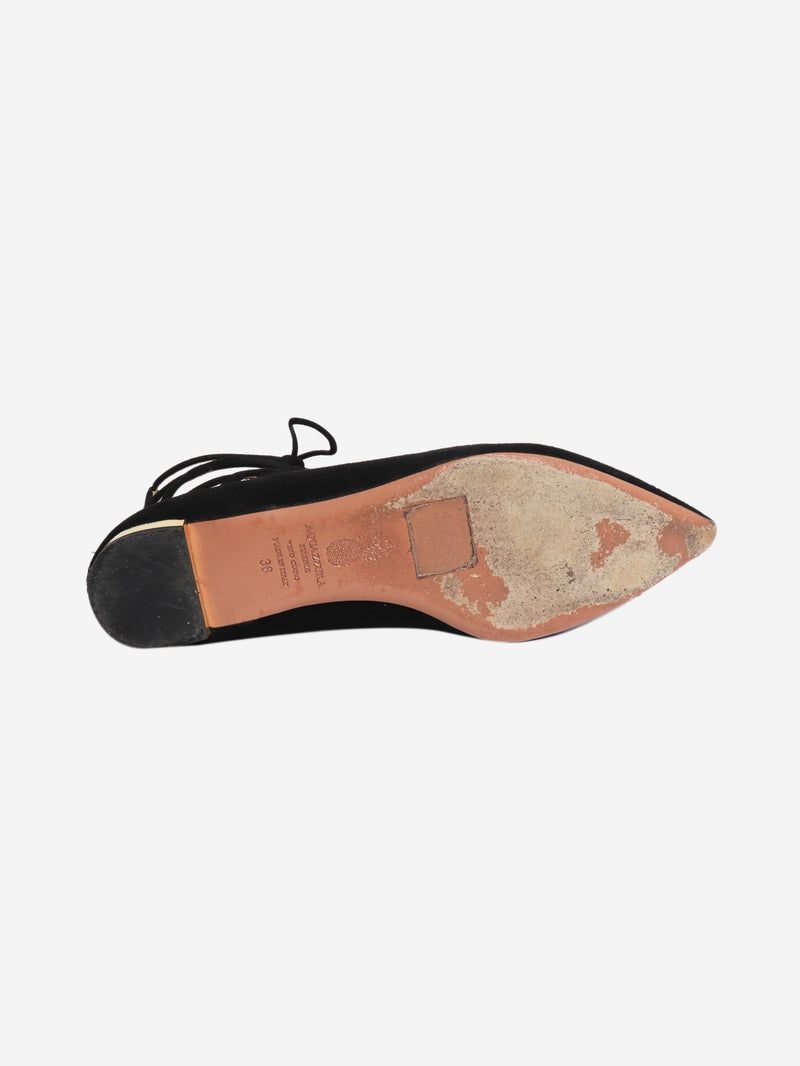 Black Suede lace-up flat shoes - size EU 38 Flat Shoes Aquazzura 