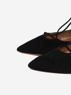Black Suede lace-up flat shoes - size EU 38 Flat Shoes Aquazzura 