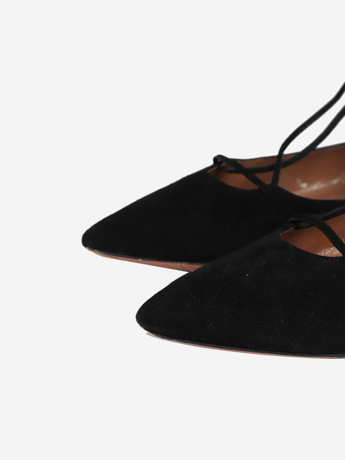 Black Suede lace-up flat shoes - size EU 38 Flat Shoes Aquazzura 