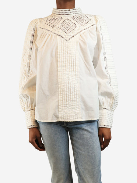 White broderie cotton blouse - size UK 6 product image