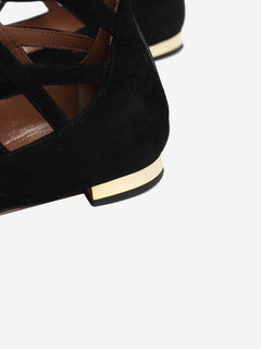 Black Suede lace-up flat shoes - size EU 38 Flat Shoes Aquazzura 