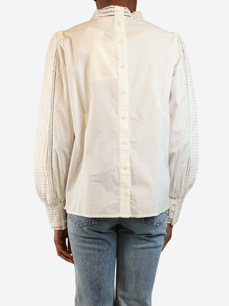 White broderie cotton blouse - size UK 6 alternate image