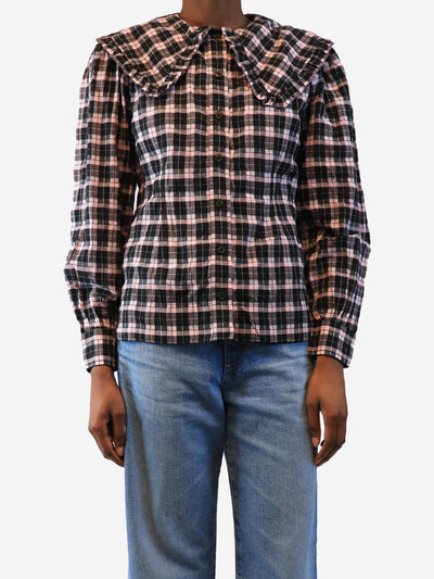 Pink gingham blouse - size UK 8 Tops Ganni 