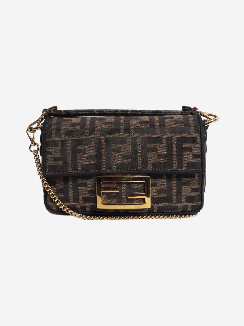 Brown FF jacquard mini baguette bag Shoulder bags Fendi 