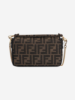 Brown FF jacquard mini baguette bag Shoulder bags Fendi 