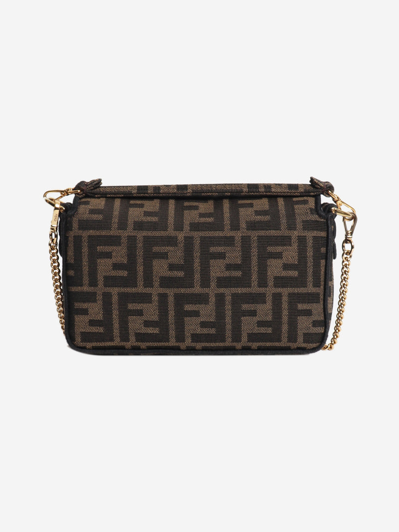 Brown FF jacquard mini baguette bag Shoulder bags Fendi 