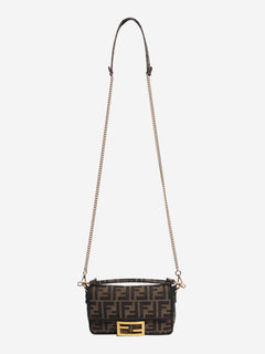 Brown FF jacquard mini baguette bag Shoulder bags Fendi 