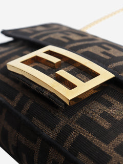 Brown FF jacquard mini baguette bag Shoulder bags Fendi 