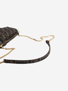 Brown FF jacquard mini baguette bag Shoulder bags Fendi 