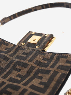 Brown FF jacquard mini baguette bag Shoulder bags Fendi 