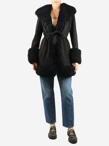 Charlotte Simone Black faux-suede coat - size S