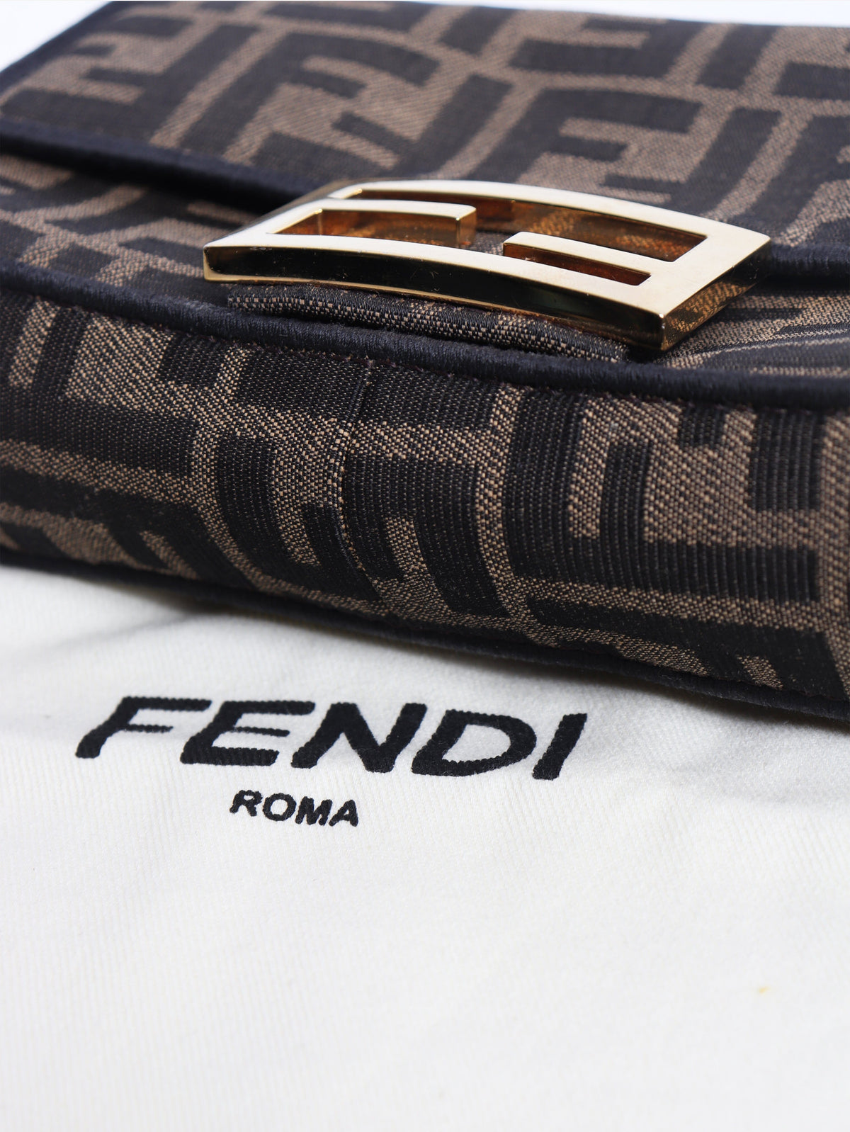Brown FF jacquard mini baguette bag Shoulder bags Fendi 
