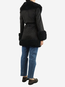 Charlotte Simone Black faux-suede coat - size S