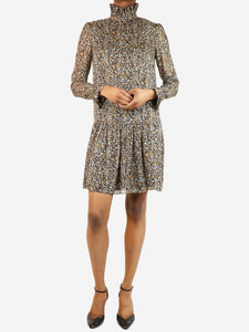 Celine Black floral printed mini dress - size UK 6