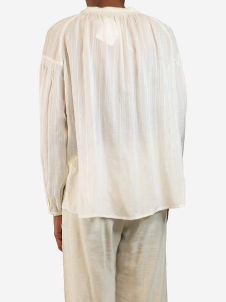 White tonal striped blouse - size UK 6 alternate image
