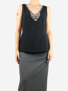 Prada Black sleeveless bejewelled top - size UK 12