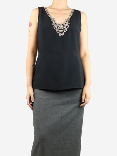 Black sleeveless bejewelled top - size UK 12 Tops Prada 