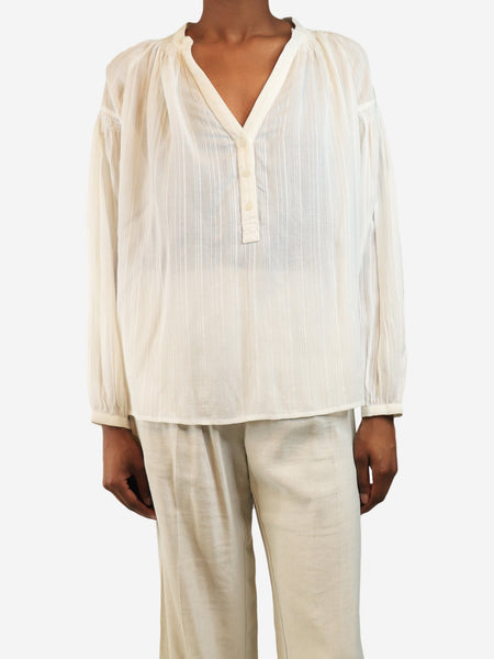 White tonal striped blouse - size UK 6 product image