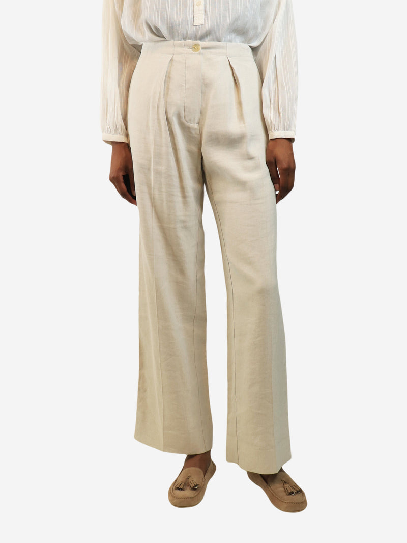 elasticated linen blend trousers