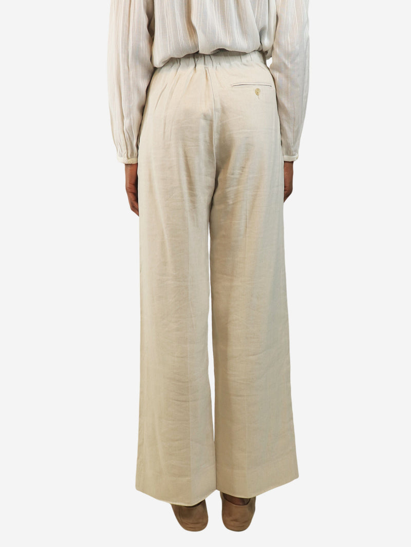 Neutral elasticated linen-blend trousers - size UK 4 Trousers Acne Studios 