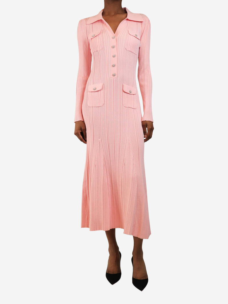 Pink ribbed knit midi dress - size S Dresses self-portrait 