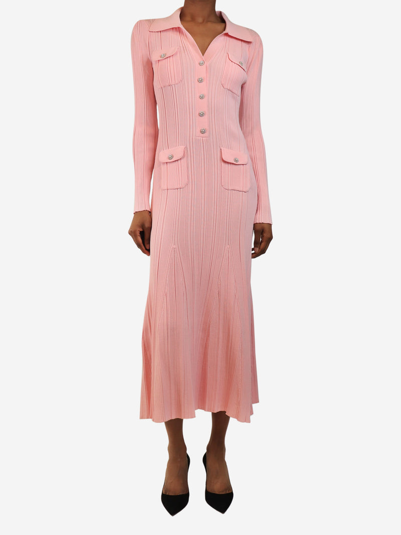 Pink ribbed knit midi dress - size S Dresses self-portrait 