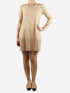 Piazza Sempione Neutral wool mini dress - size UK 8