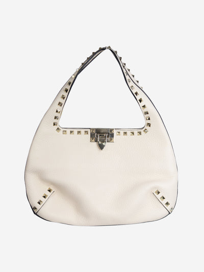Cream Rockstud leather shoulder bag Shoulder bags Valentino 