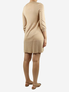 Piazza Sempione Neutral wool mini dress - size UK 8