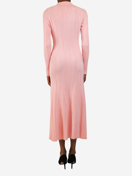 Pink ribbed knit midi dress - size S alternate image