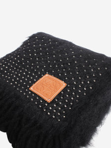 Loewe Black sequin embellished mohair-blend fringe scarf