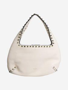 Valentino Cream Rockstud leather shoulder bag