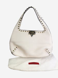 Valentino Cream Rockstud leather shoulder bag