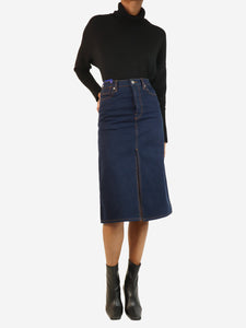 Burberry Indigo denim midi skirt - size UK 2