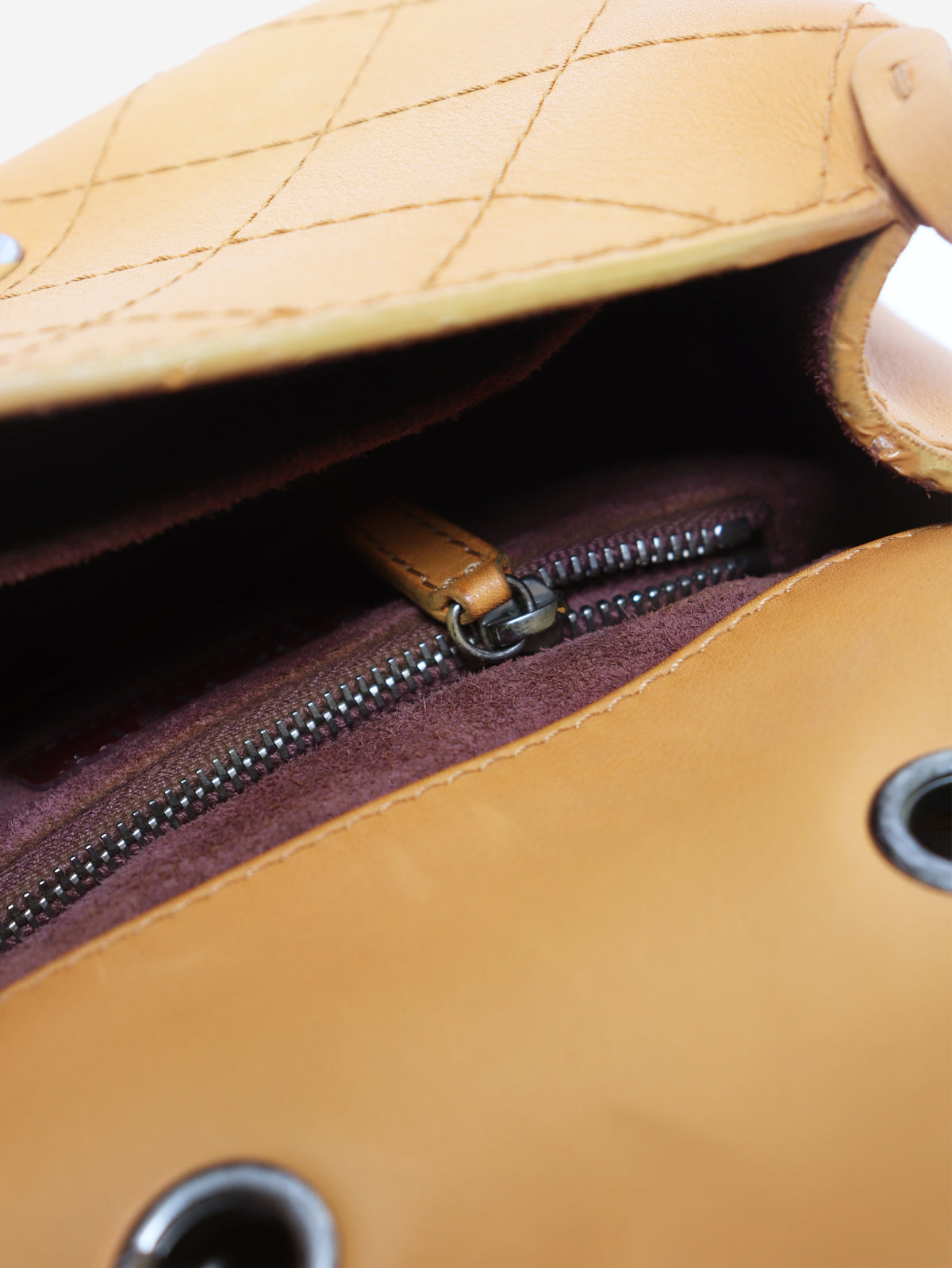 Orange 2014 diamond-quilted mini flap bag