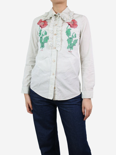 Blue striped and floral printed shirt - size IT 40 Tops Gucci 