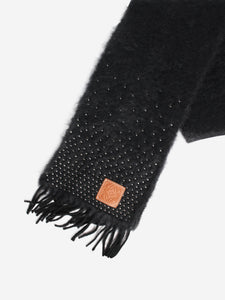 Loewe Black sequin embellished mohair-blend fringe scarf