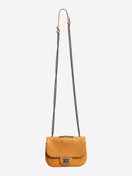 Orange 2014 diamond-quilted mini flap bag alternate image